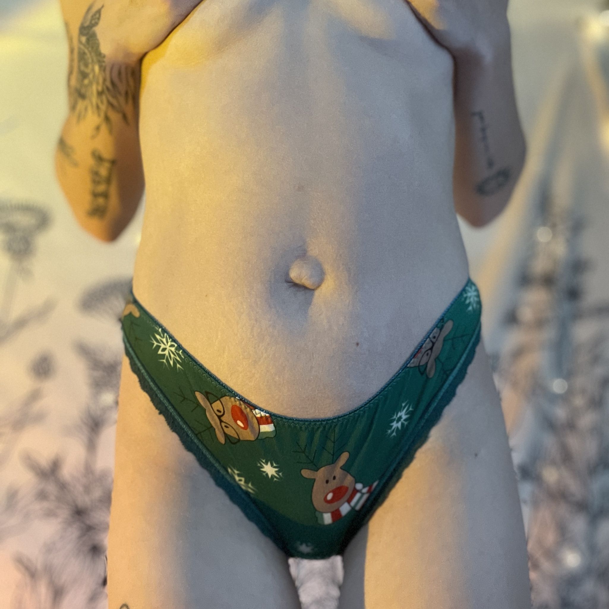 Dark Green Christmas Thong