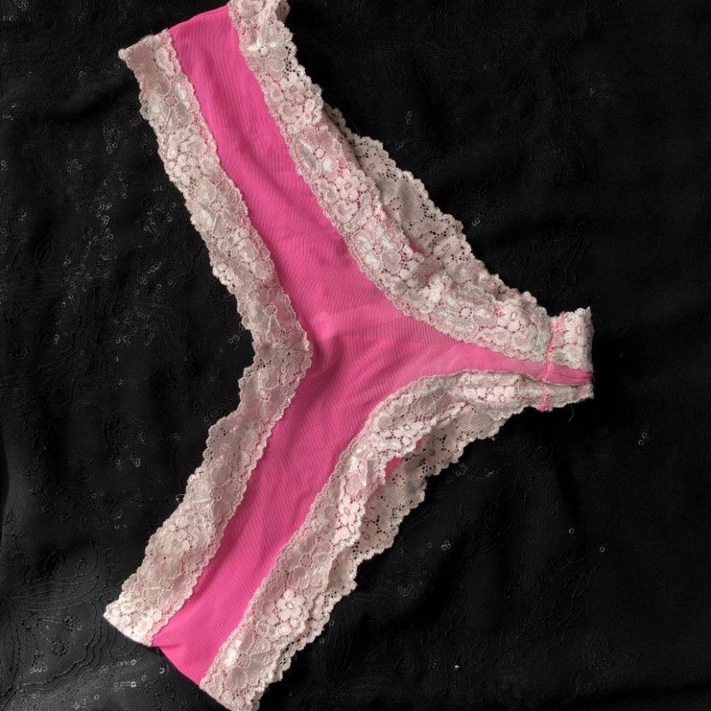 Cheeky sexy pink lace thong