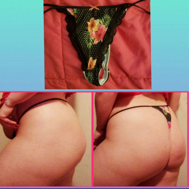 Black and Floral Print Thong