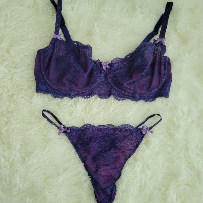 Purple String Thong Set