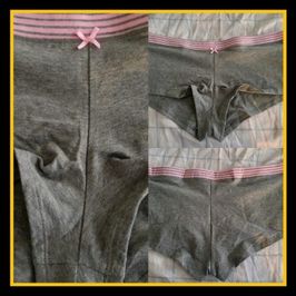 Grey and Pink Cotton Boyshorts