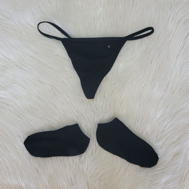 Black VS Thong and Sock set