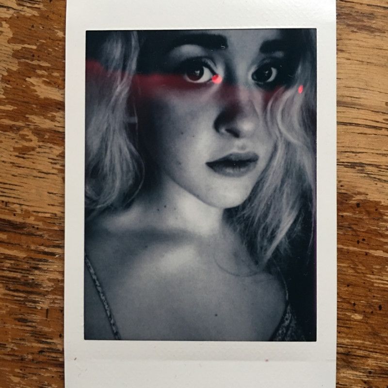 Black and White Blonde Selfie Polaroid