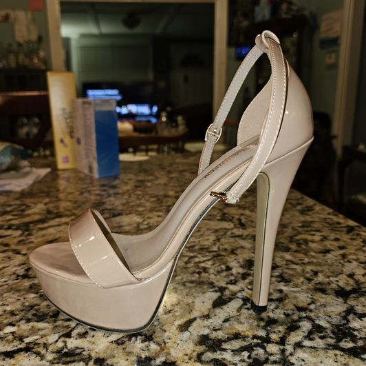 Nude Patent Sandals: Size 7