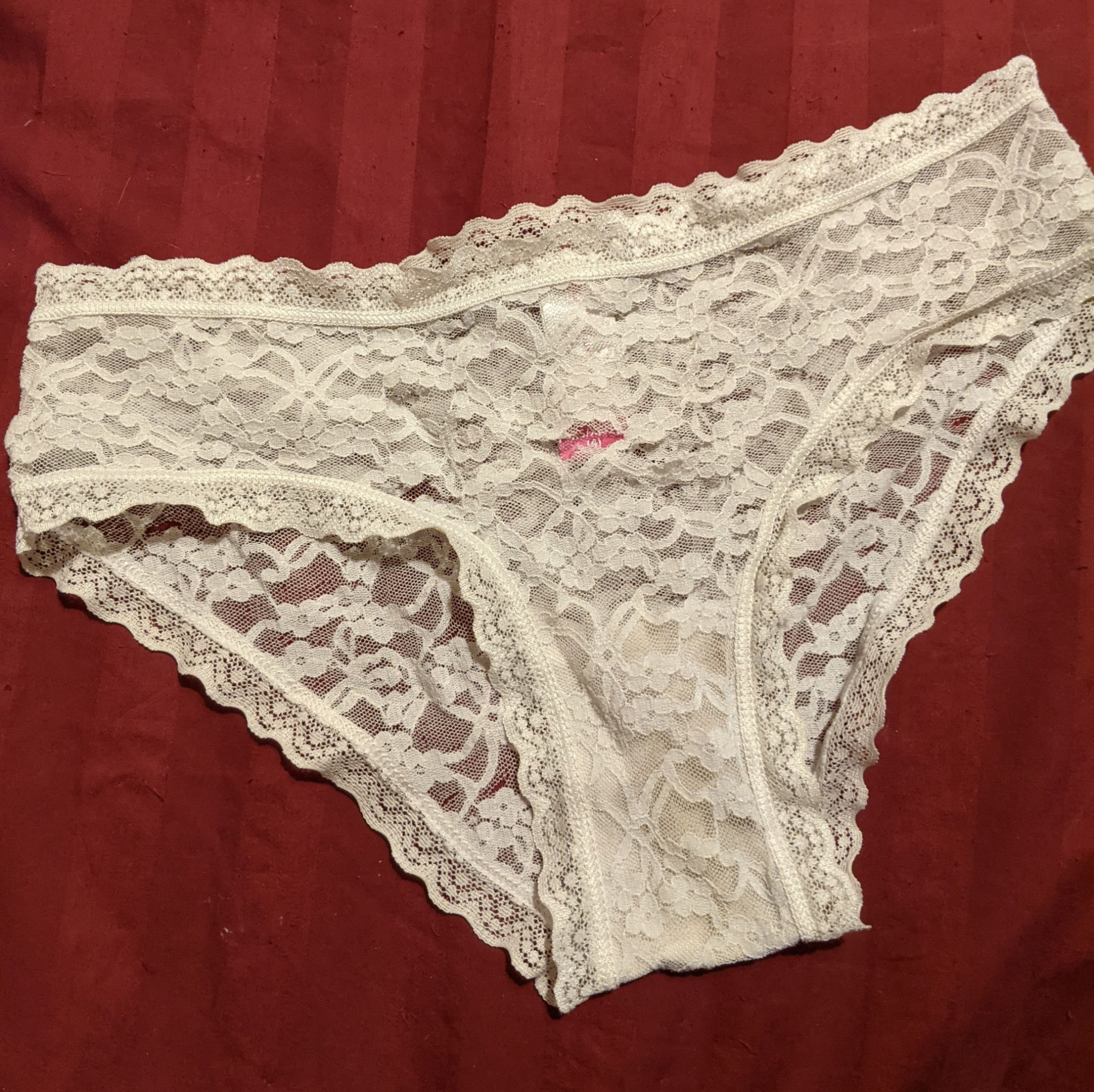 Worn Panties Pale Pink Lace OLD STAINED RIPPED