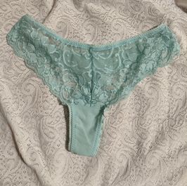 Worn Panties Pale Blue Lace Thong