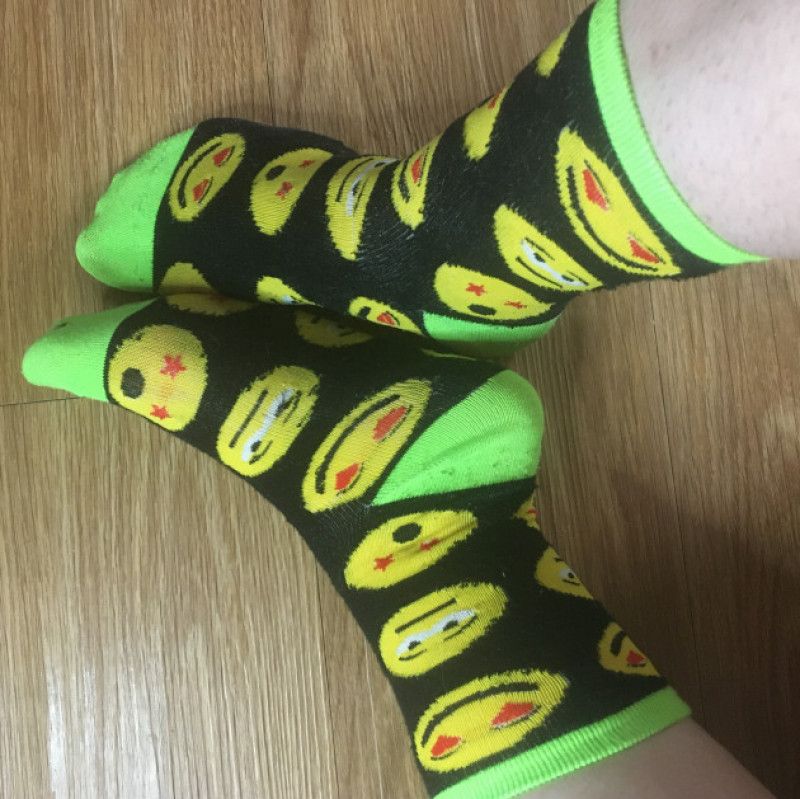 Neon Green Smiley Socks