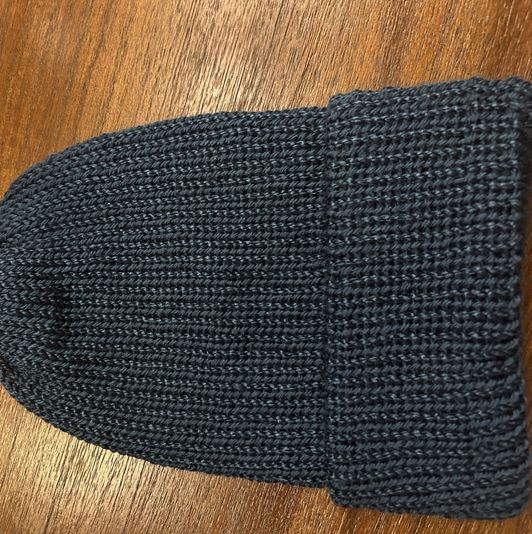 Dark navy hand knit hat