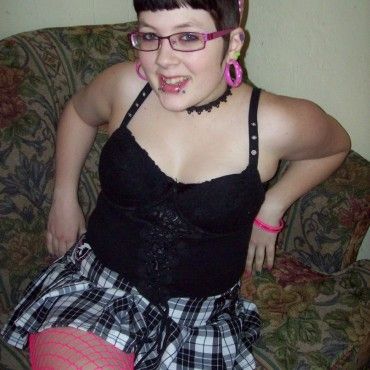 Chubby School Girl in Pink Fishnets