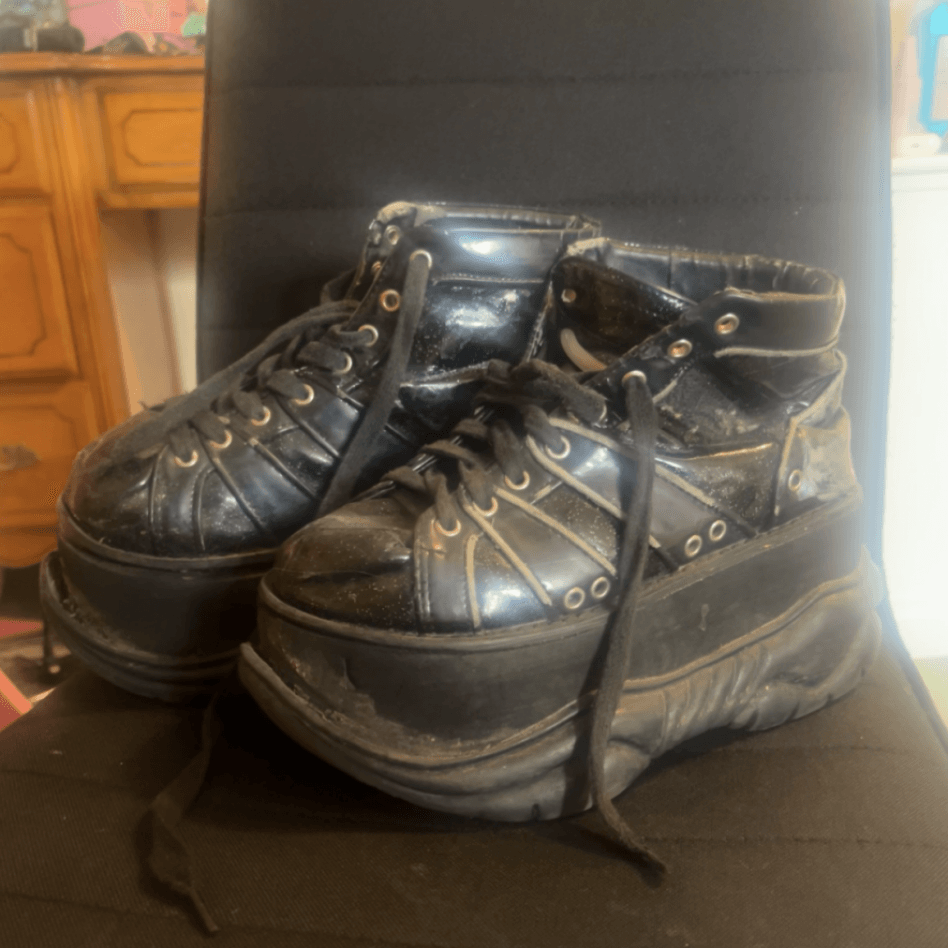 Worn Used Dirty Platform Goth Shoes