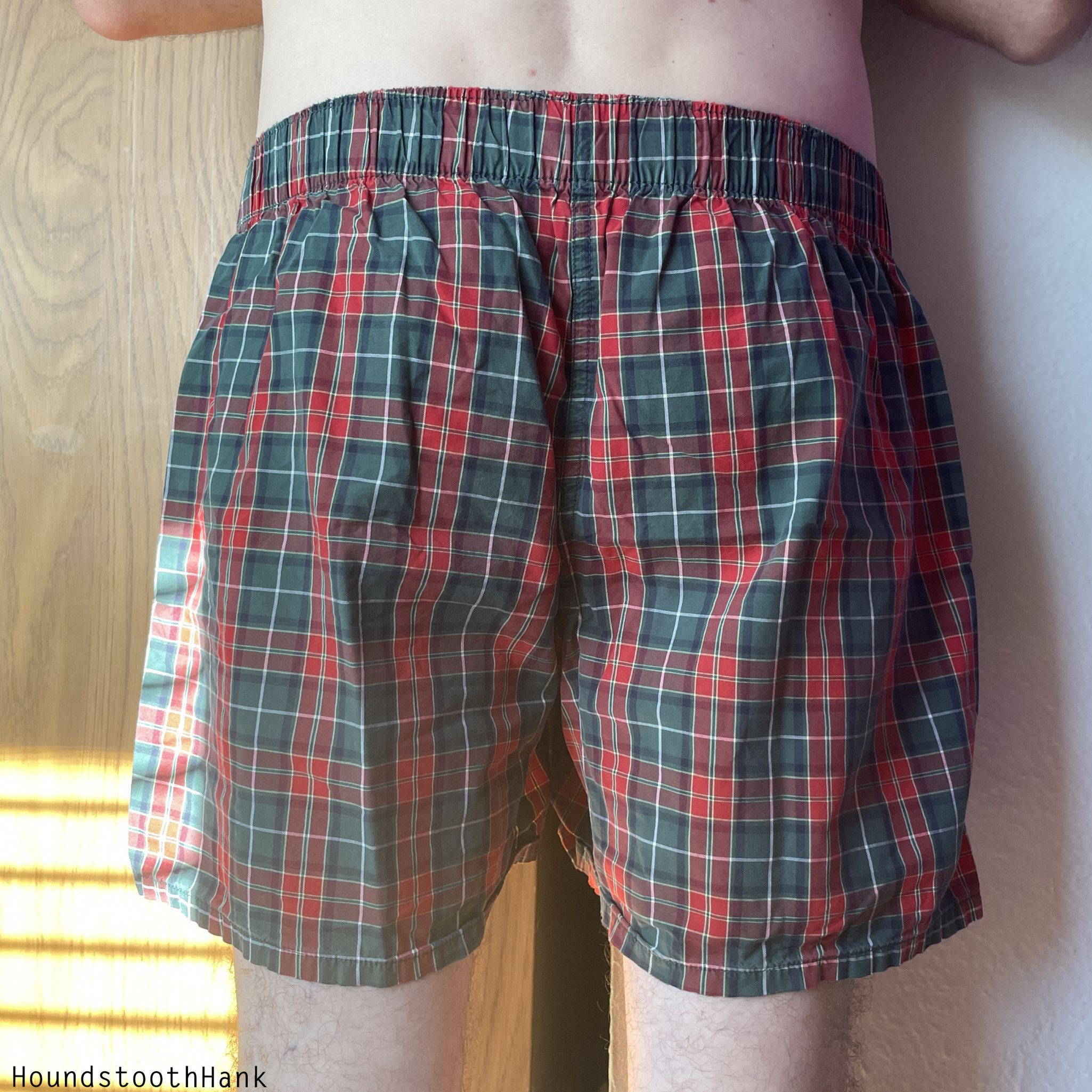 My Worn Old Dirty Red and Green Plaid Boxers