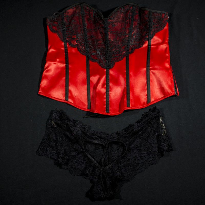 Satin Corset With brazilian panties