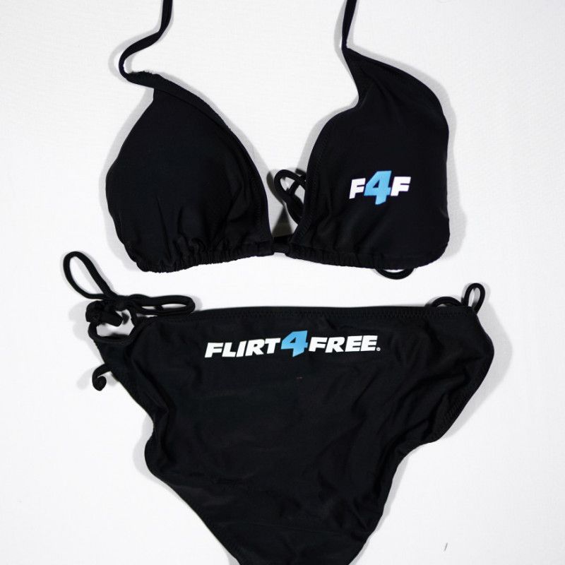 Black bikini set with Flirt4Free logo