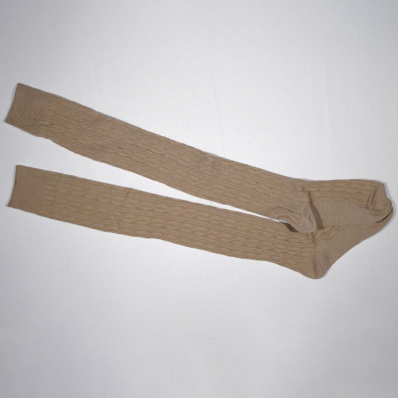 Beige over the knee coton socks