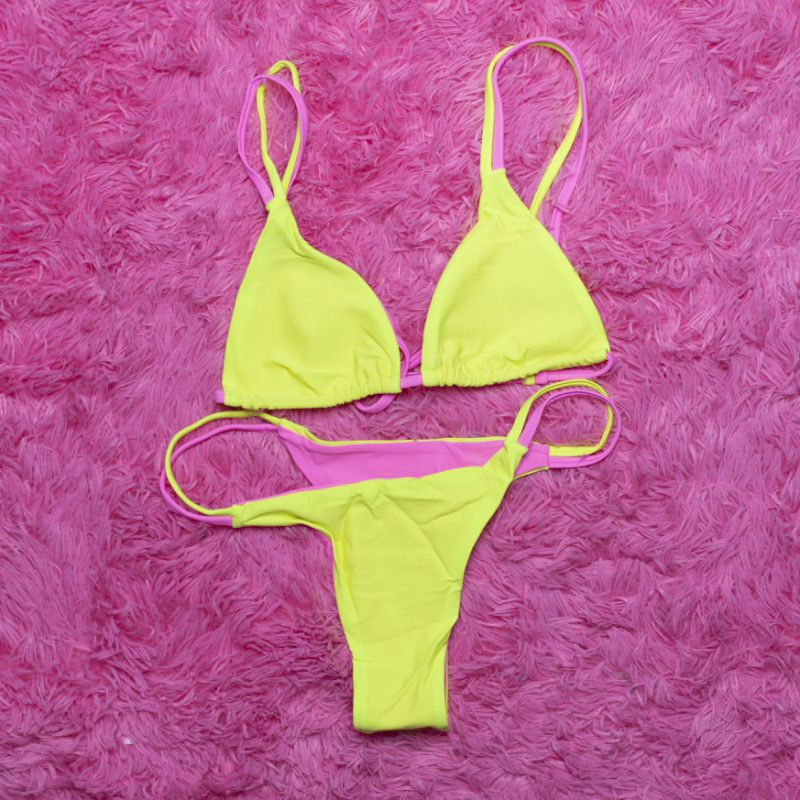 Neon yellow n pink reversible Bikini