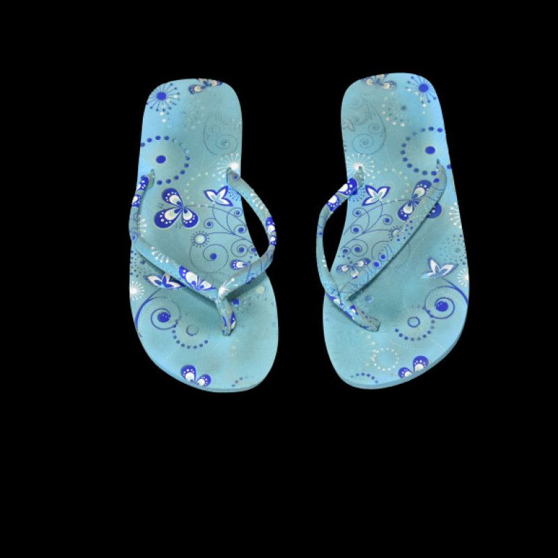 Blue flip flop with flowers