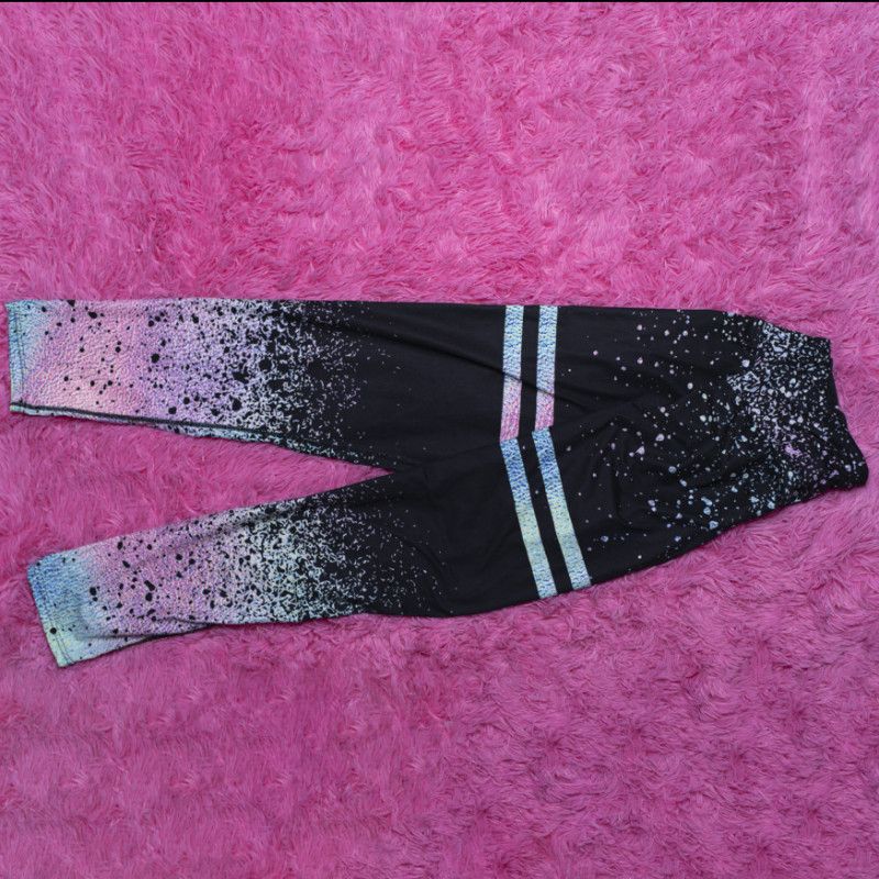 Black with pink and blue patern leggings