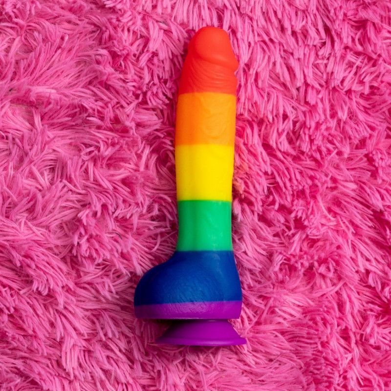 Rainbow dildo with suction cup