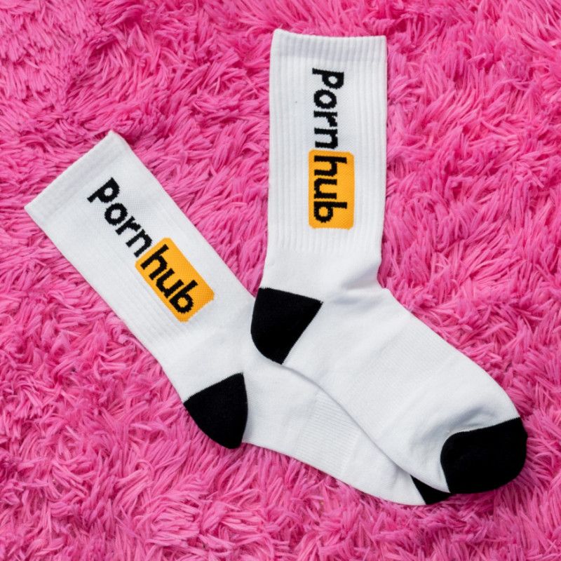 White socks with PornHub logo