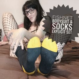 Socks Over Fishnet Bodysuit Foot Explicit Photo Set