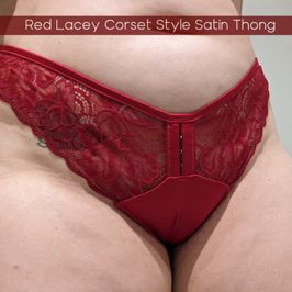 Red Lacey Corset Style Satin Thong