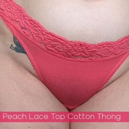 Peach Lace Top Cotton Thong