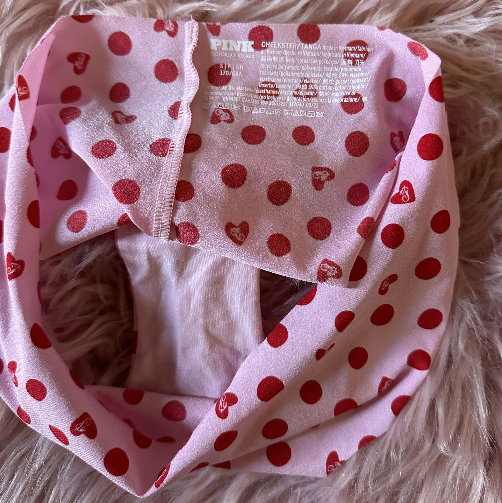 Pink Worn Poka Dot and Heart Panties