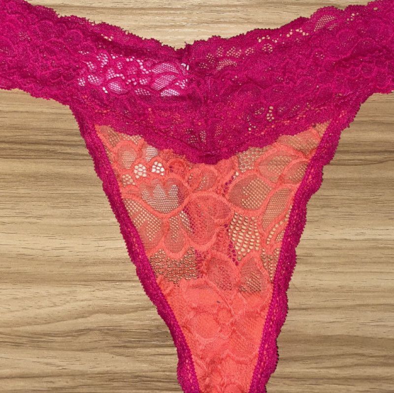 Sexy pink and orange lace thong