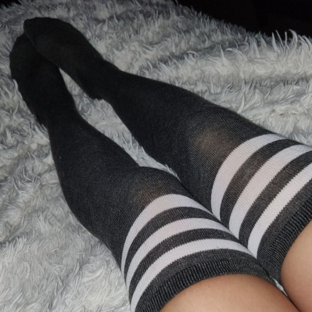 Grey Thigh High Sweaty Socks