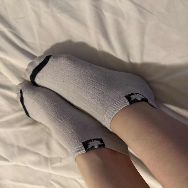 White socks with black design