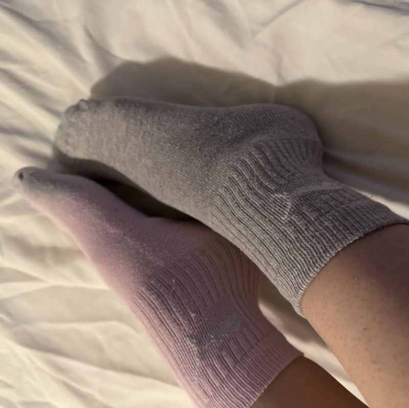 Pink and gray socks