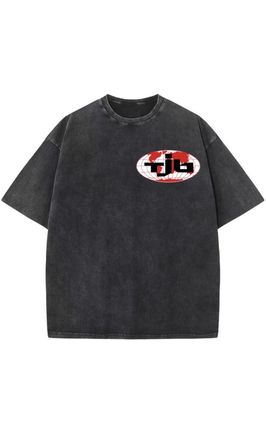 TJB worldwide front pocket logo industrial work shirt BLACK