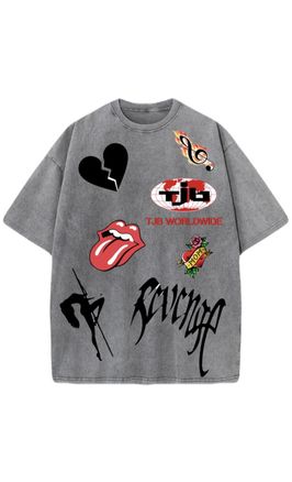 TJB worldwide rockstar tattoo tshirt GREY