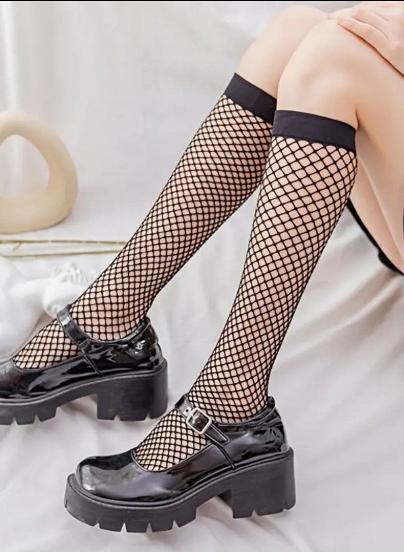 Edgy Fishnet Calf Socks for Women