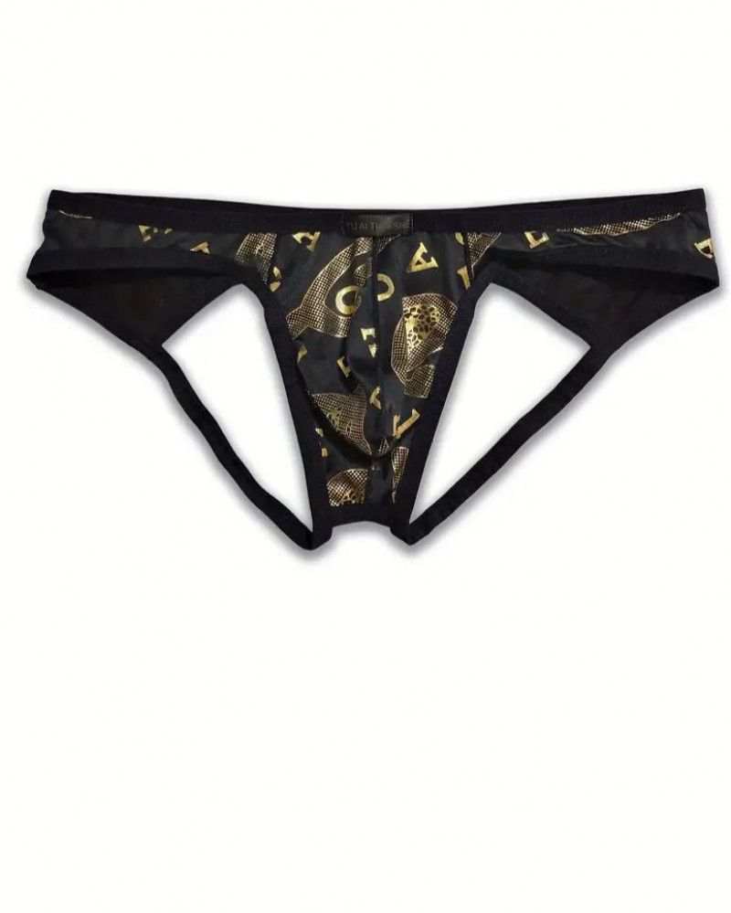 Mens Fashionable Golden Letter Print LowRise GString  Tr