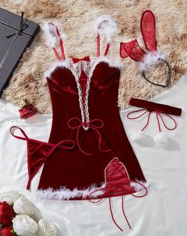 Sexy Lingerie Set Including Hairband Dress Panties and Ti