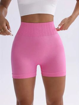 Vibrant Pink HighWaisted Yoga Shorts