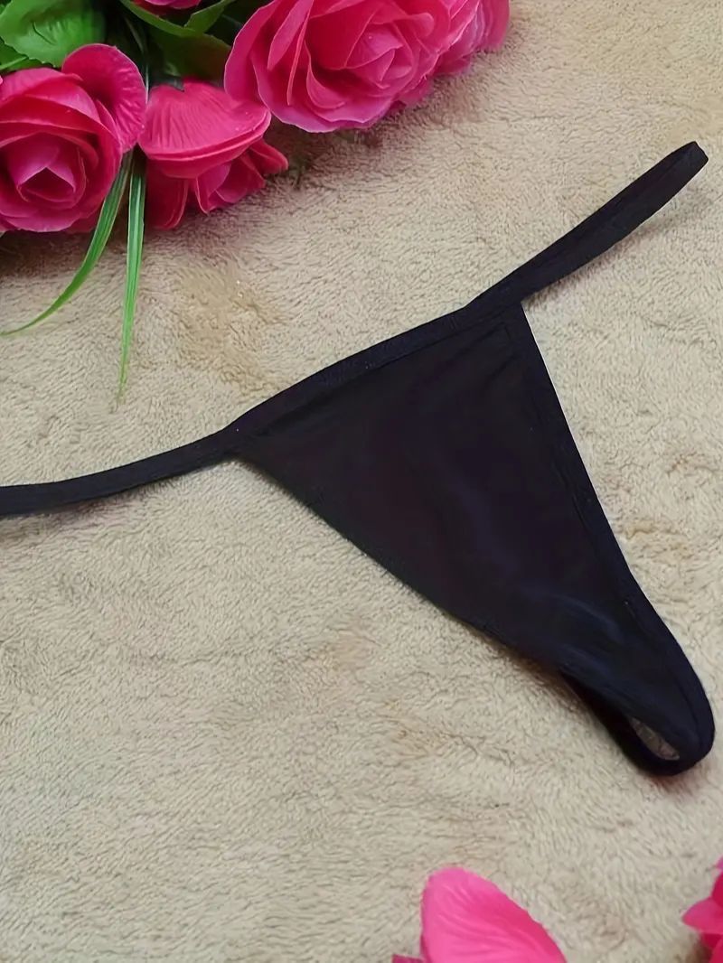 Seductive Black Low Waist Thong Panty