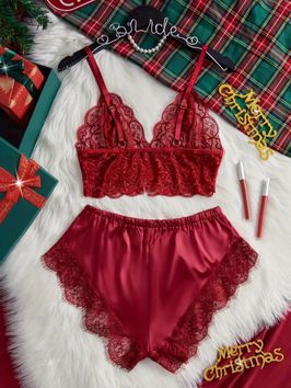 Festive Red Lace Holiday Lingerie Set