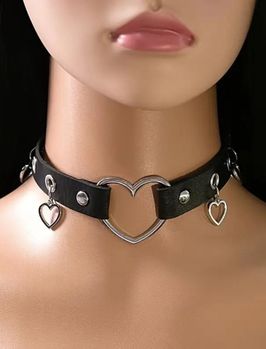 Unique Punk Style Hollow Love Heart Pendant Necklace  Edgy