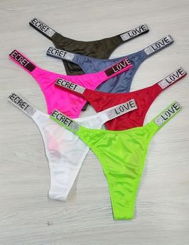 6Piece Cheeky Rhinestone LOVE Thongs Set