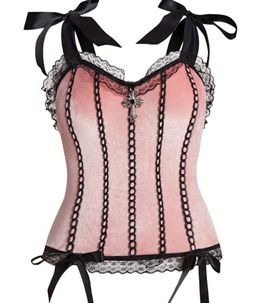 Delicate Tie Strap Cami Top  Gothic Elegance with Lettuce T