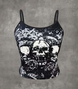 Skull  Rose Sleeveless Cami Top  Effortlessly Chic for Sum