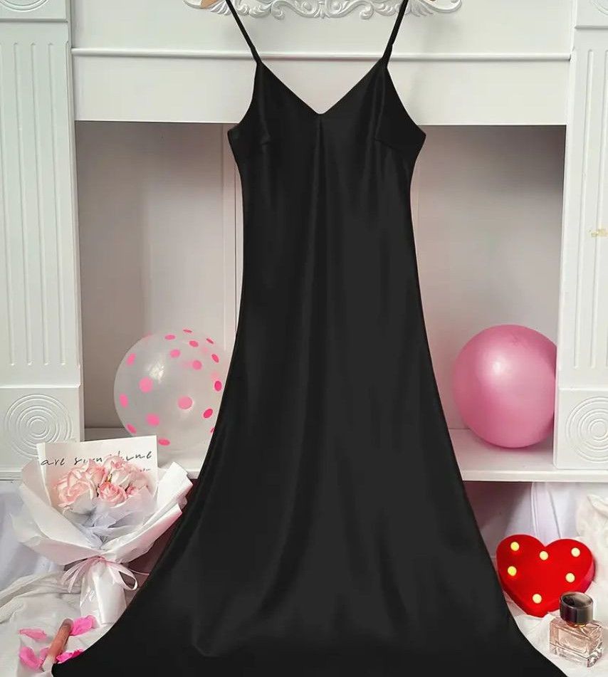 Luxurious Solid Satin Slip Nightdress