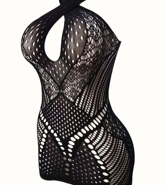 Sexy Open Weave Bodystocking with Lace Details