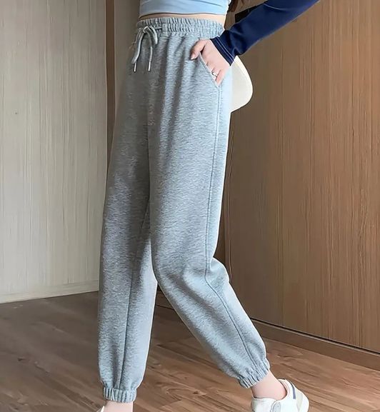 Solid Color Womens Cuffed Pants