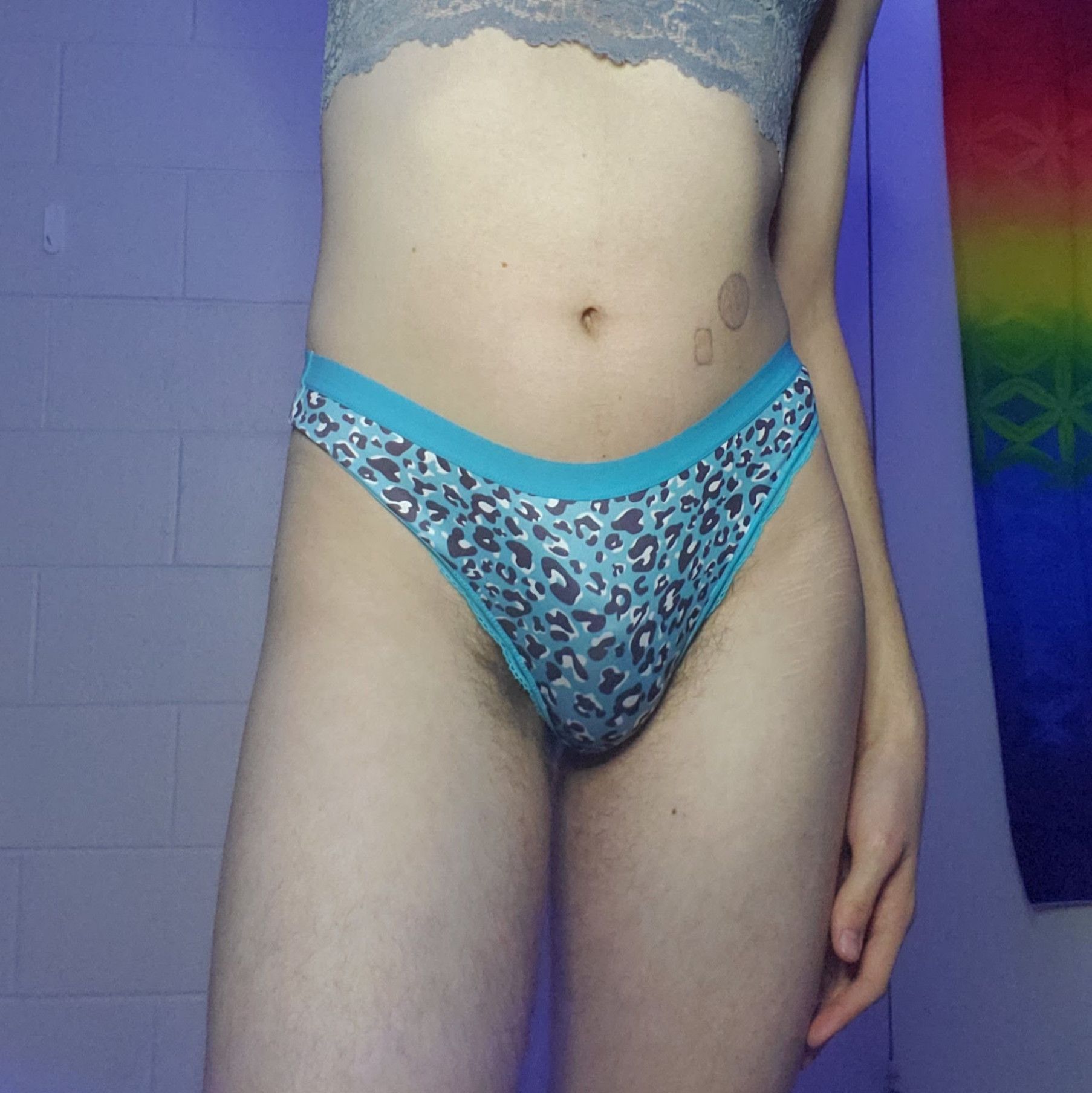 Blue Leopard Print Worn Panties