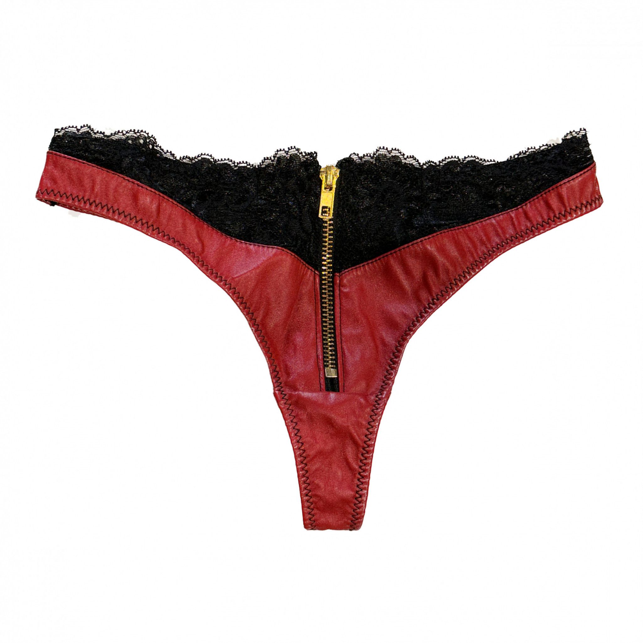 Faux Leather Lace Panty