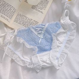 Sweet Style Cotton Lace Blue White Panty