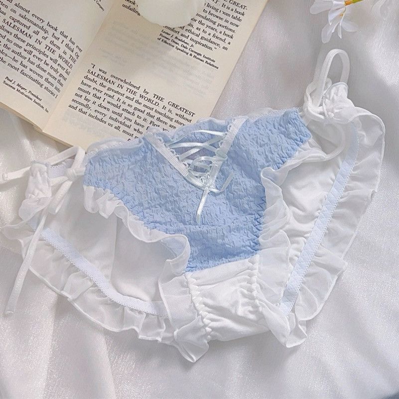 Sweet Style Cotton Lace Blue White Panty